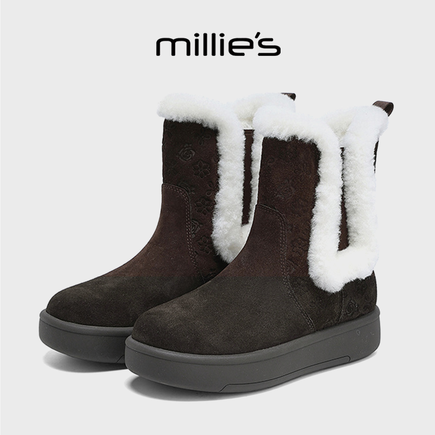 MILLIE'S/妙丽雪地靴东北大棉靴防寒女靴2025冬季新款加绒短筒靴