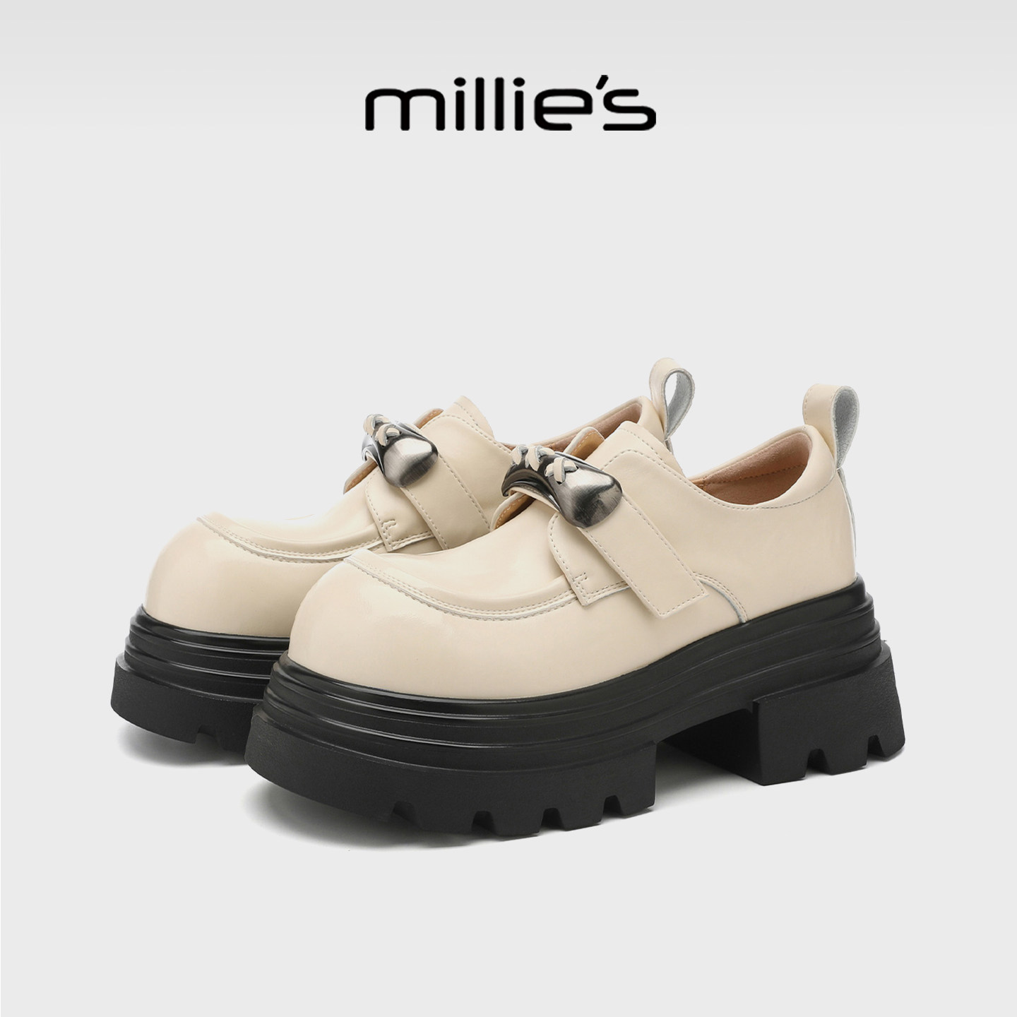 MILLIE'S/妙丽厚底乐福鞋女皮带扣松糕鞋2026春季新款一脚蹬女鞋,女鞋,乐福鞋（豆豆鞋）,淘宝优惠券,粉丝福利购,淘宝优惠卷