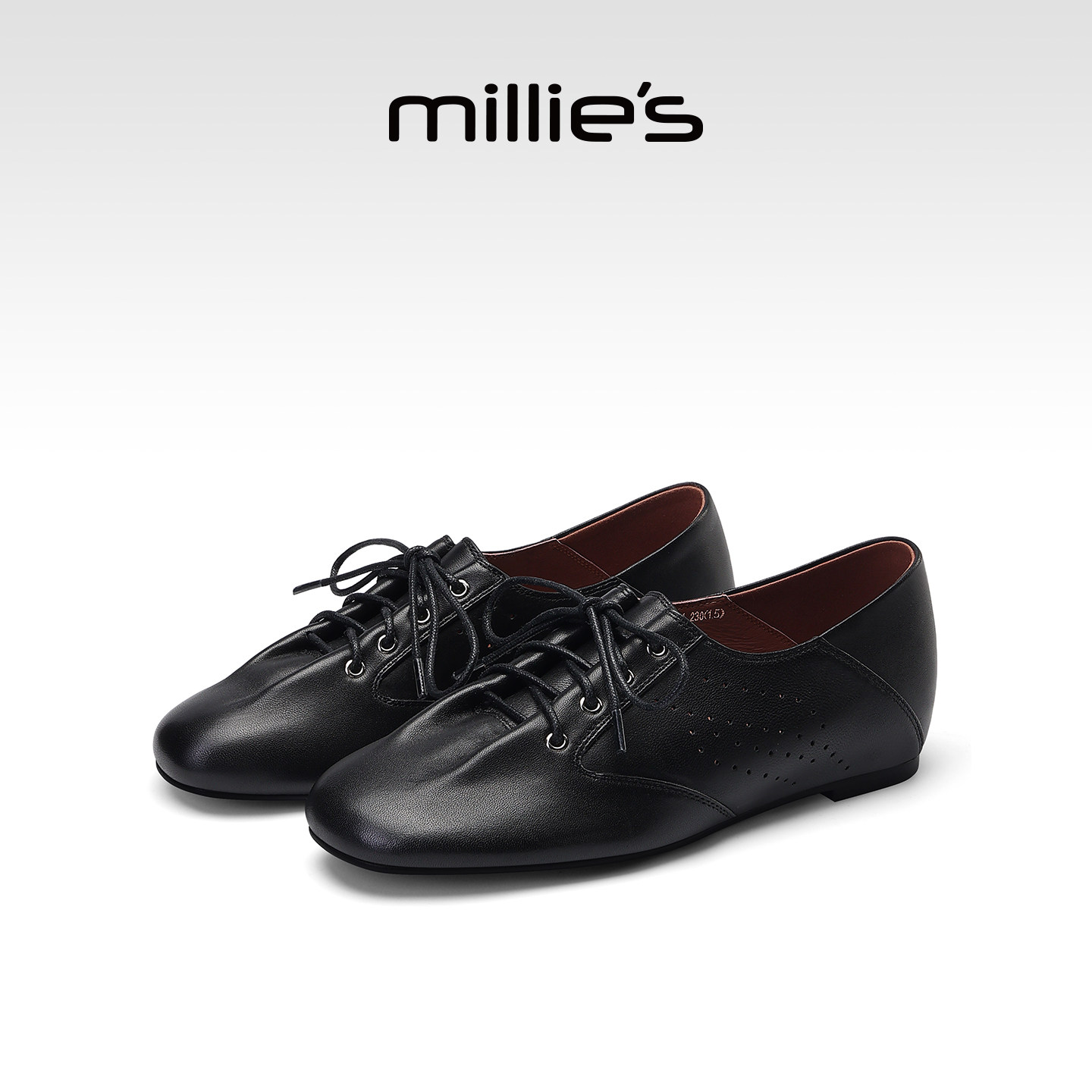 MILLIE'S/妙丽商务风系带深口单鞋2026春季新款真皮平底单鞋女款,女鞋,深口单鞋,淘宝优惠券,粉丝福利购,淘宝优惠卷
