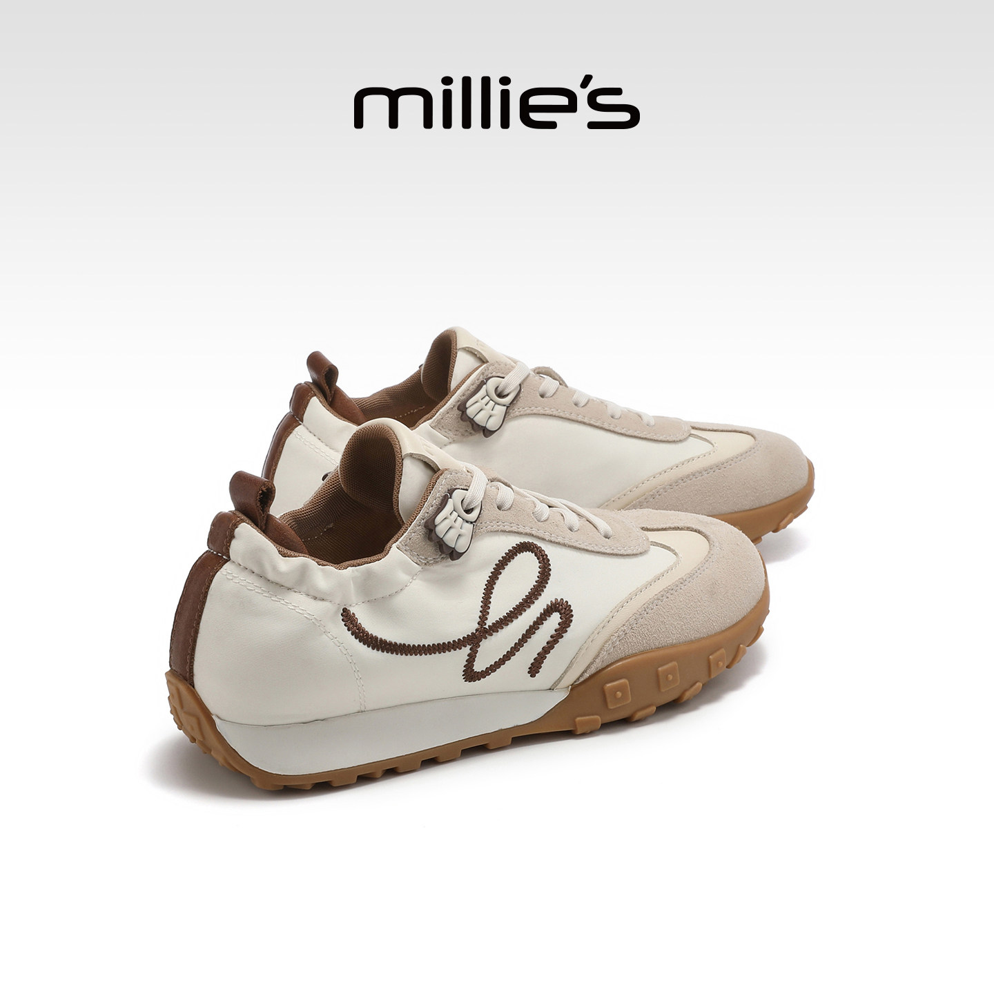MILLIE'S/妙丽复古德训鞋女款2026春季舒适百搭平底运动休闲鞋,女鞋,德训鞋,淘宝优惠券,粉丝福利购,淘宝优惠卷