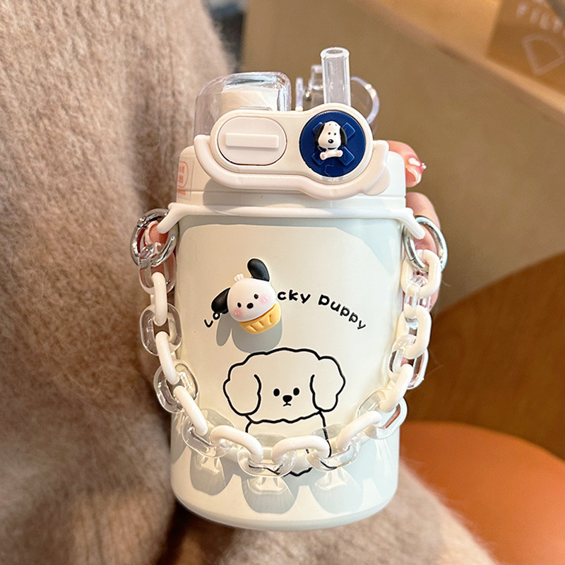 速发保温杯生高颜杯202新款可爱水吸双饮口6L值管杯学生儿童杯子