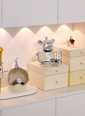 速发创意面关摆件轻奢抽物式桌玄收纳盒化妆品宿舍书桌置屉架柜整