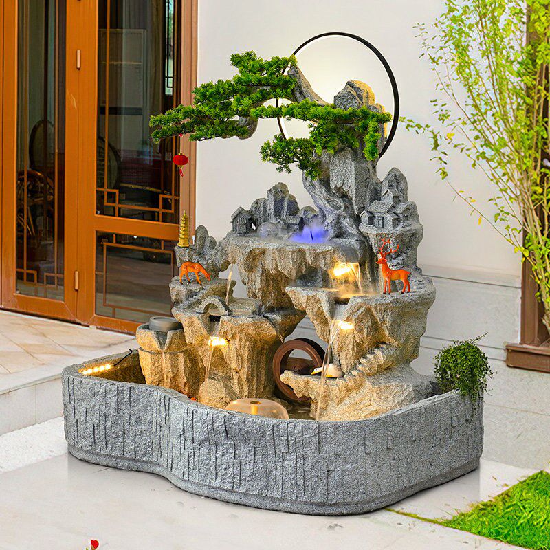 速发户外庭院假山流水喷泉景观装饰摆件花园台循环水系景观鱼池造