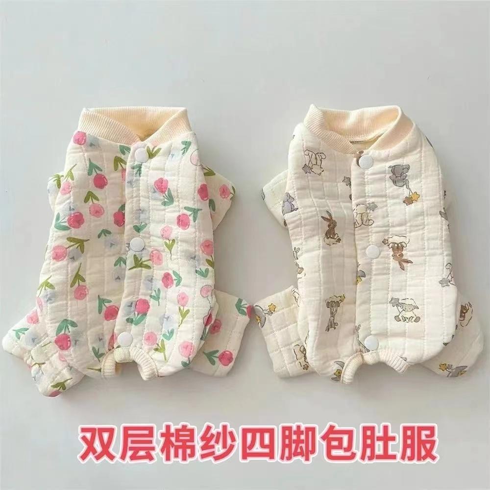 速发夹棉四脚包肚衣服泰迪比熊小型犬母春夏秋睡衣家居空调服