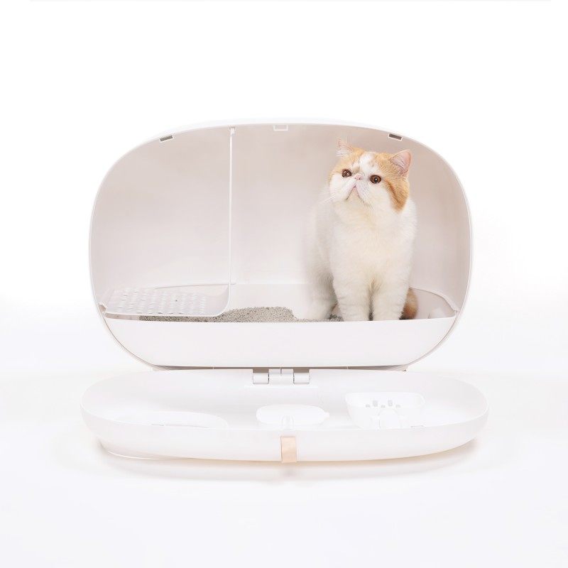 现货速发麻薯大号猫砂盆全半封闭防外溅防臭抽屉式猫厕所小号屎盆