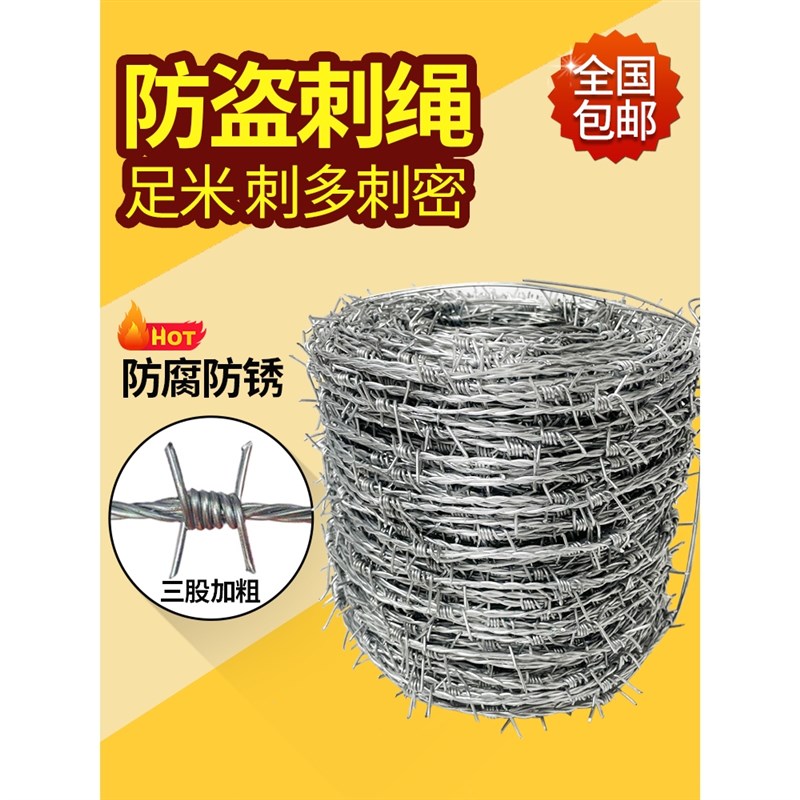 速发带刺铁丝网护盗围栏网防爬刺防盗刺围墙防防网果园铁刺网钢丝
