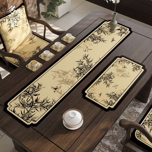 速发新轻式禅意茶席吸水茶旗中奢高端桌旗茶桌专用垫几小茶杯垫折