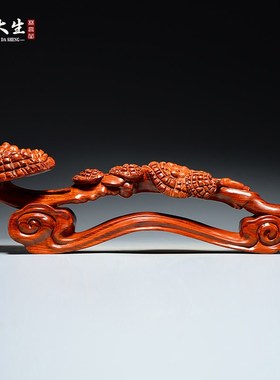 速发花梨木雕刻灵家如意摆件红木工艺品芝居客厅玄关装饰业开乔迁