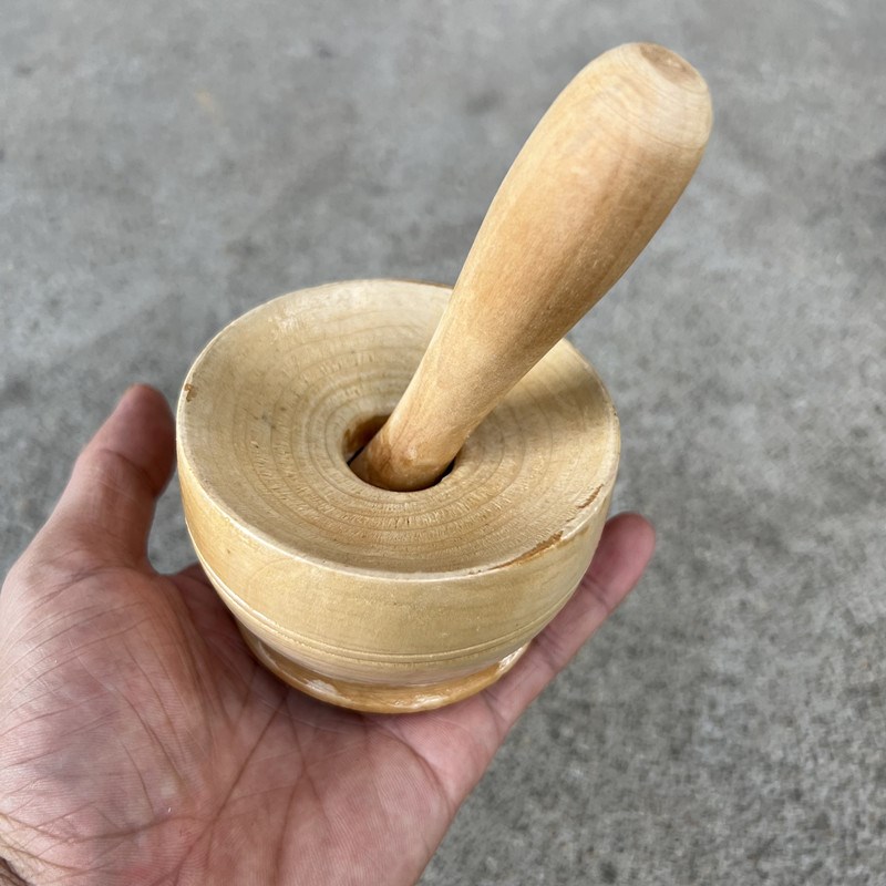 速发碾胡老研磨器手工木制椒中式传统胡椒压子捣捣椒辣椒擂钵碗花