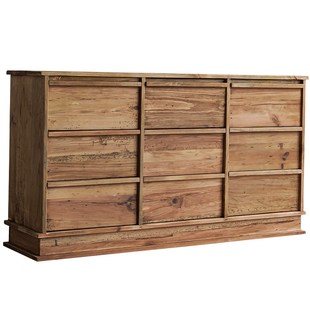 润家家居复古实木斗柜边柜简约老松木柜子储物柜抽屉收纳柜餐边柜