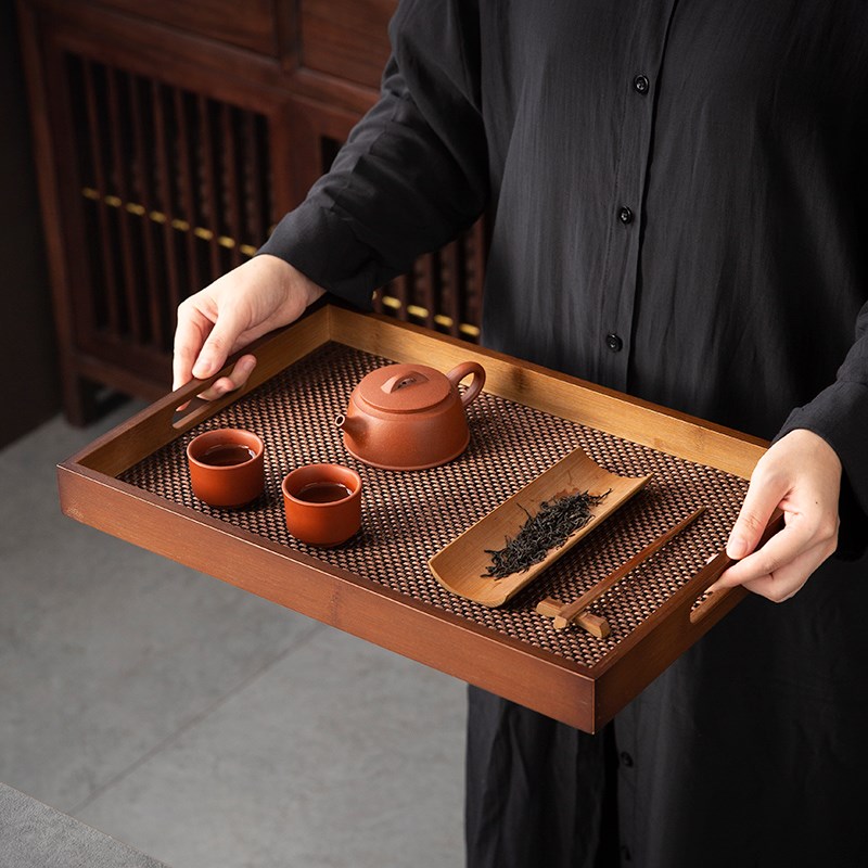 围炉煮茶复古胡桃木茶具茶盘茶杯出菜托盘家用客厅茶几杯子点心盘