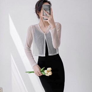 披肩夏季配裙子的小外搭上衣防晒衣薄纱罩衫短外套短款百搭空调衫