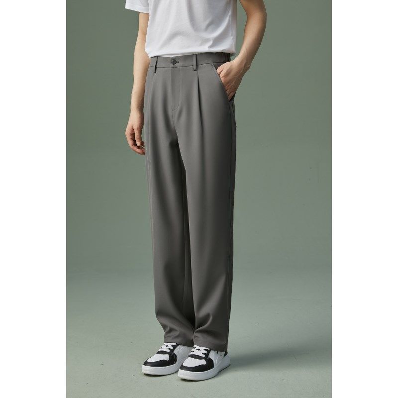 w2x春秋季新款直筒宽松弹力休闲裤男垂坠感小西装裤高级感长裤子