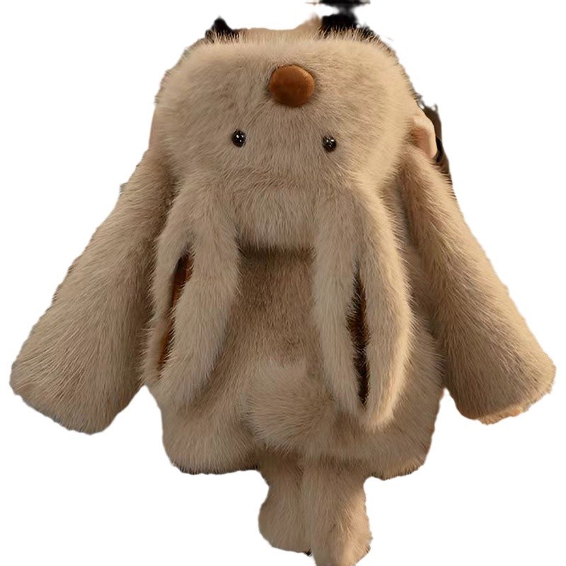 女童仿皮草外套2025新款儿童加绒加厚宝宝冬季毛毛衣连帽兔耳朵潮