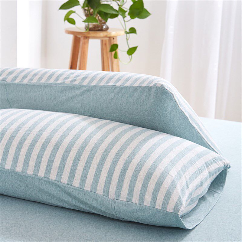 全棉枕套简约条纹针织棉单人枕头套天竺棉纯棉枕套要一对拍2个