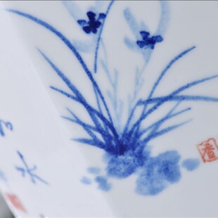 景德镇高温陶瓷手绘花盆特大号超大号兰花专用高盆深盆细长带托盘