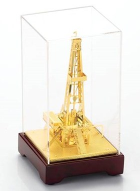 油田钻井机模型实木精致底座金属摆件油田礼品纪念品油田井架定制