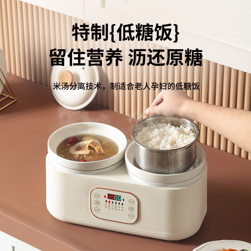 双胆电炖锅煮粥煲粥陶瓷炖锅煲汤炖汤锅家用 1-2人炖盅养生电汤锅