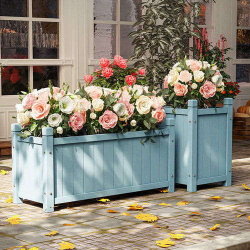 户外防腐木花箱商业街长方形隔断花槽绿植花圃箱庭院花坛围栏花盆