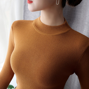套头内搭黑色打底衫 2021新款 秋冬长袖 针织衫 毛衣女加厚半高领修身