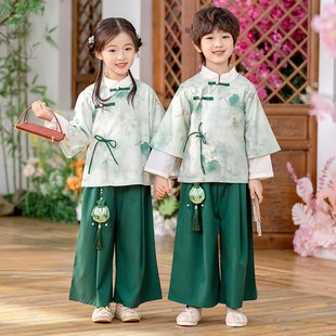 男童汉服春秋款中国风女童唐装儿童中式古装套装高端幼儿园演出服