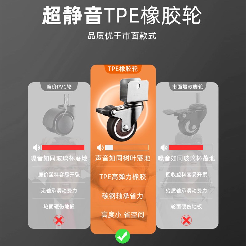 滑轮移动底座家具移动轮子U型夹板万向轮可折叠婴儿床滚轮带刹车