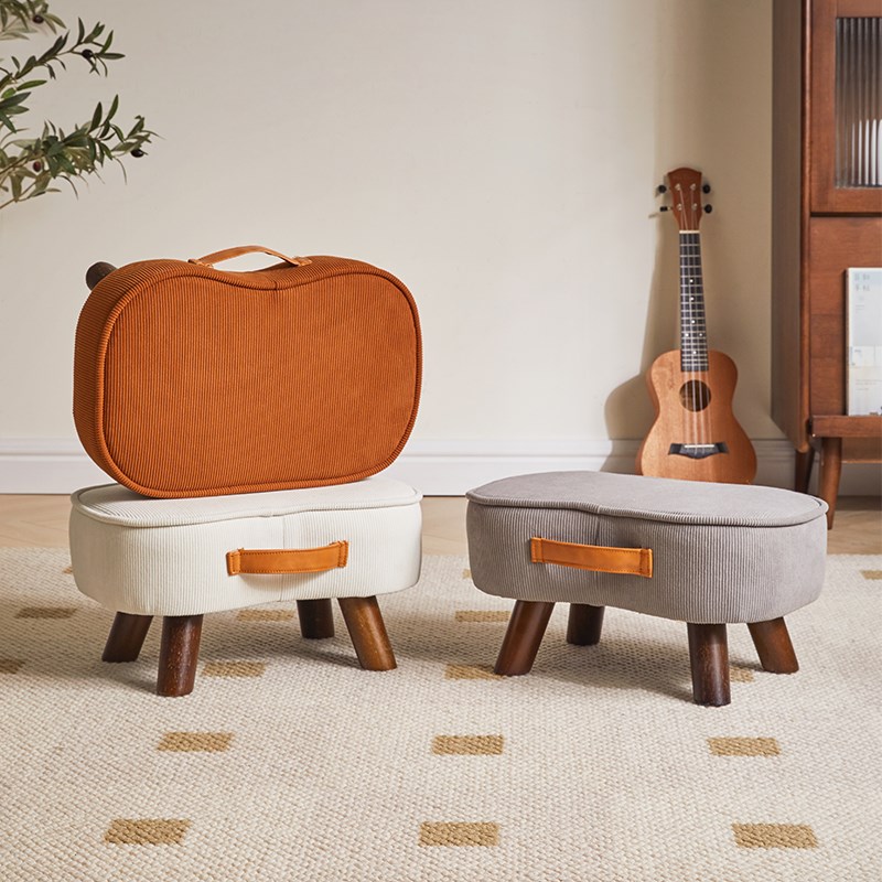 家用进门实木换鞋凳门口玄关穿鞋凳客厅凳软包带提手矮凳小凳子