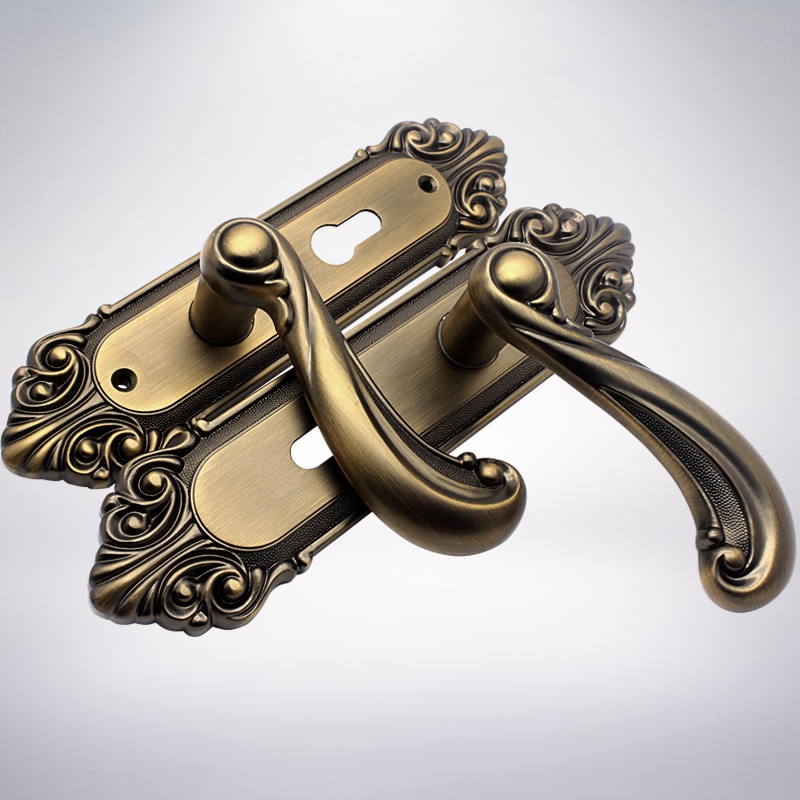 复古压把房间门锁青古铜实木门锁欧式门锁室内卧室房门锁三件套装