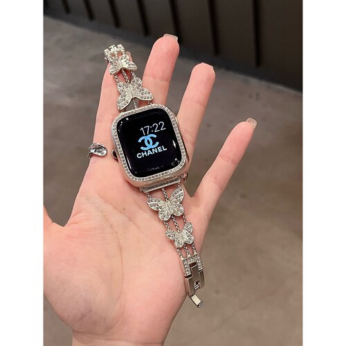 ins适用Applewatch10/9金属蝴蝶链表带iWatch8手表76543星光色se2