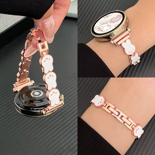 适用荣耀fit手表带链金属米菲兔2i亲选智能荣耀watch5/4表带女生