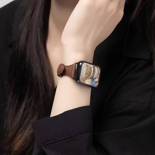 适用小米9pro表带8pro小蛮腰ins红米watch4/5手腕带真皮质手表带