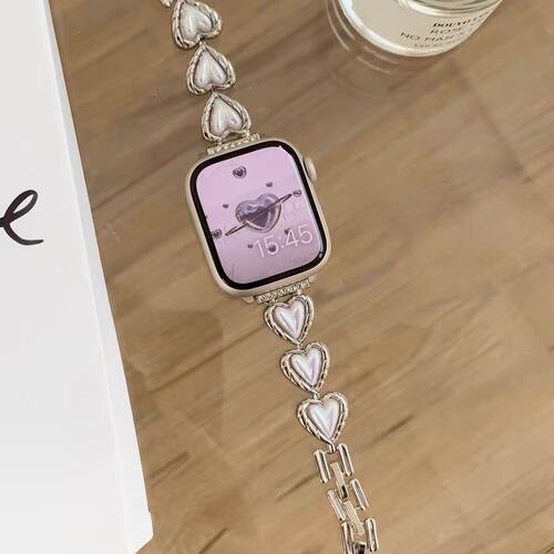 偏光爱心适用苹果手表Applewatch9876金属表链表带SE女款高级S10