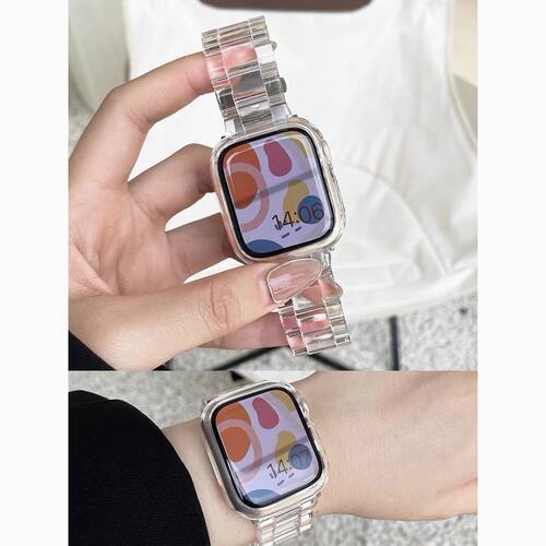 透明树脂适用iwatchS11苹果10表带Applewatch987百搭简约SE女生新