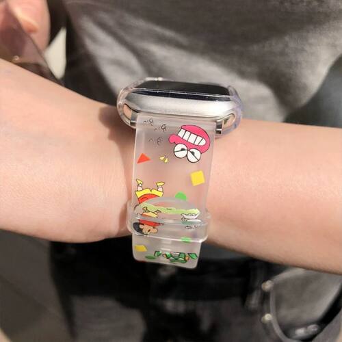 卡通蜡笔小新手表带适用oppowatchx2可爱硅胶watch4pro透明watchX