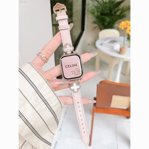 适用苹果AppleWatchS11Ultra1098765432手表带真柔软皮质小香风女
