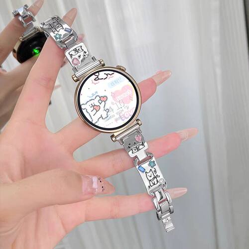 彩钻小狗适用oppowatchX2mini手表表带watch4pro金属腕带男女款夏