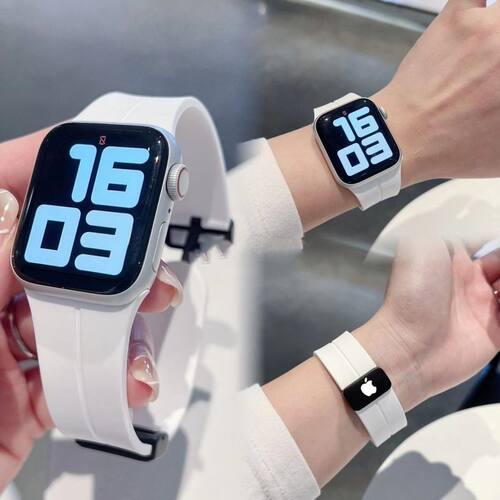 适用Applewatch表带苹果手表iWatch10表带s10硅胶运动磁吸折叠扣