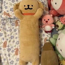 卡通可爱线条小狗长条抱枕毛绒小金毛狗侧睡夹腿床上男女生日礼物