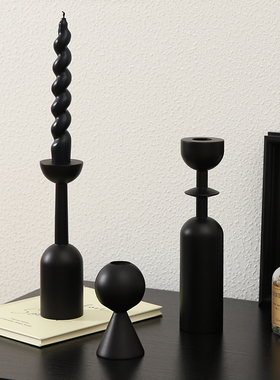 速发法式木档感台摆件轻奢高质客厅家居复古高级烛台座装饰品摆设