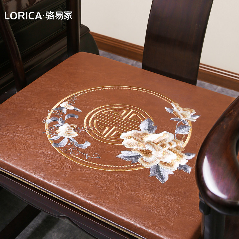 速发中式椅木沙子坐垫红发圈椅太师椅皮革椅垫实木餐椅茶椅垫防水