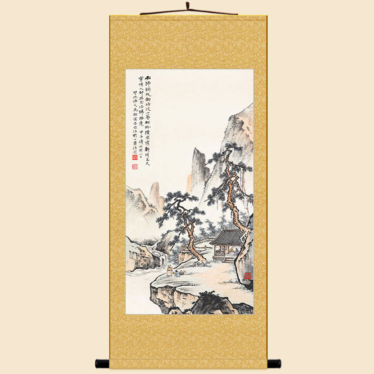 速发煮茶图人物 馆布卷画挂轴 茶绢茶庄茶文化复古装饰字画