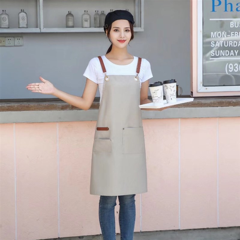 速发帆工围裙水果奶茶咖啡火锅韩厨房餐厅美甲店版时尚布作围裙可
