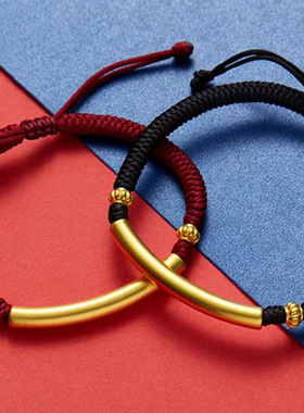 古法沙金弯管手链黄铜镀