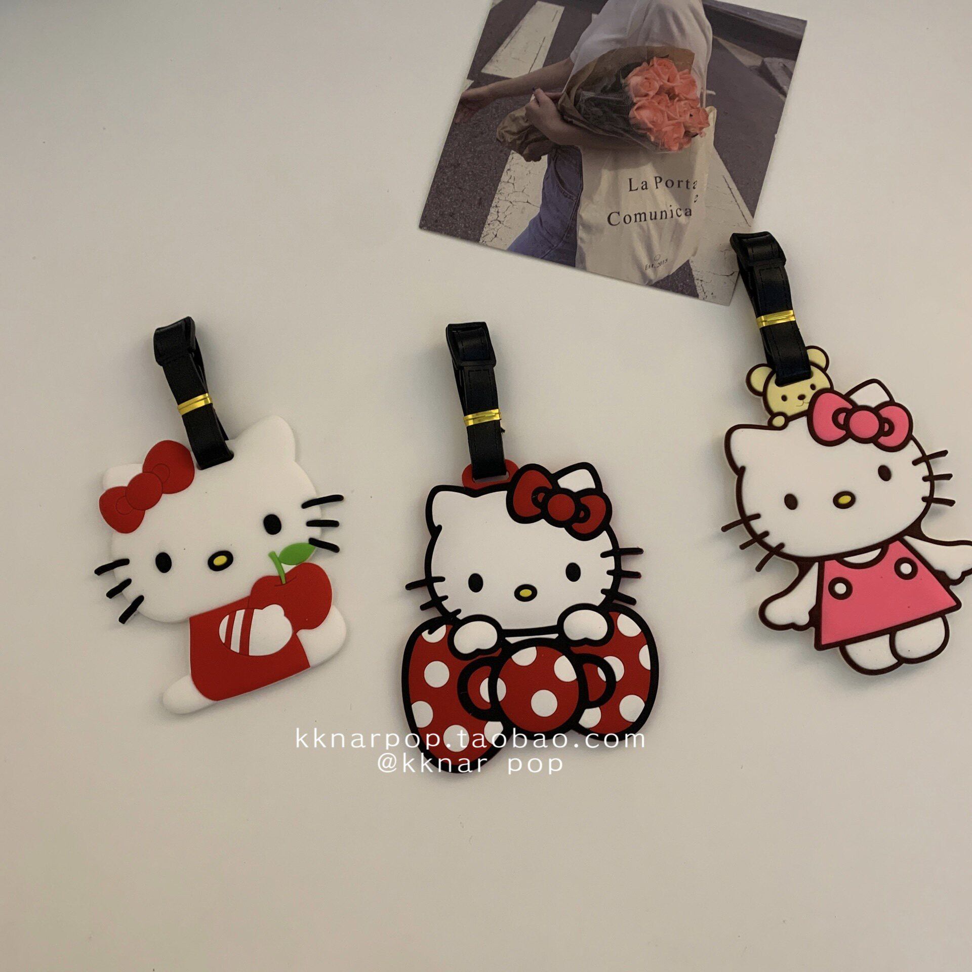 kitty小猫硅胶行李牌卡通ins风可爱旅行防丢托运箱子包包装饰挂件