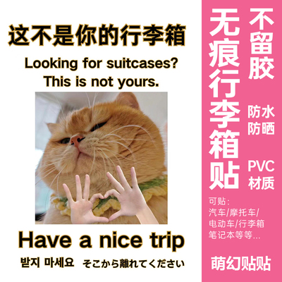 留学行李箱贴纸防丢防拿错大号整张凹凸面出国行李箱托运标识牌贴