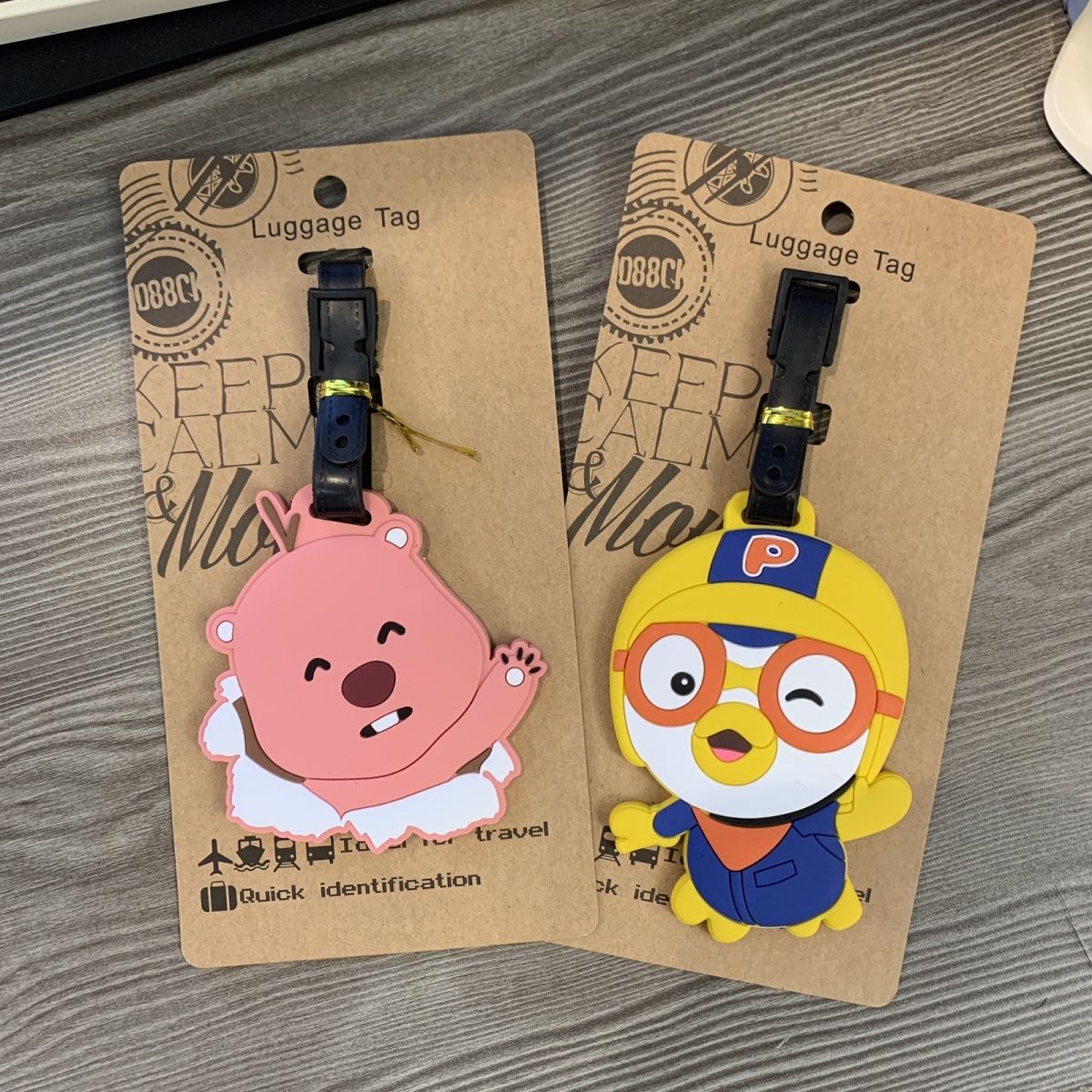 可爱卡通韩国动画人物loopy露比小海狸行李牌托运登机挂件包包ins