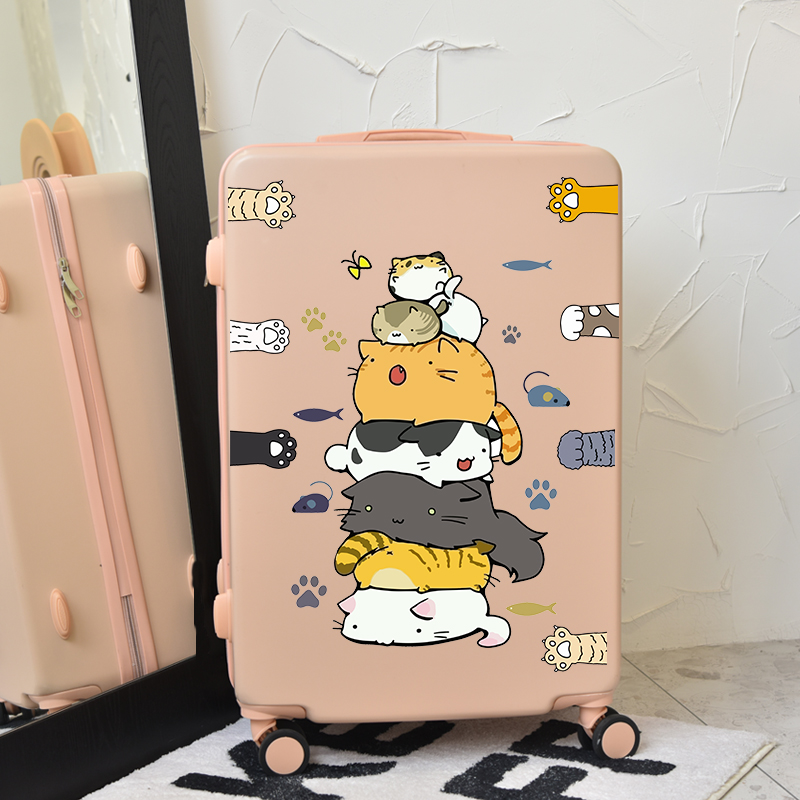 可爱猫咪行李箱贴纸大号旅行箱拉杆箱冰箱卡通装饰贴画防水不留胶