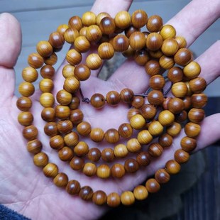 崖柏之家出品千年雷击香料黄泥膏黑油骨料K女士108颗手串香味浓郁