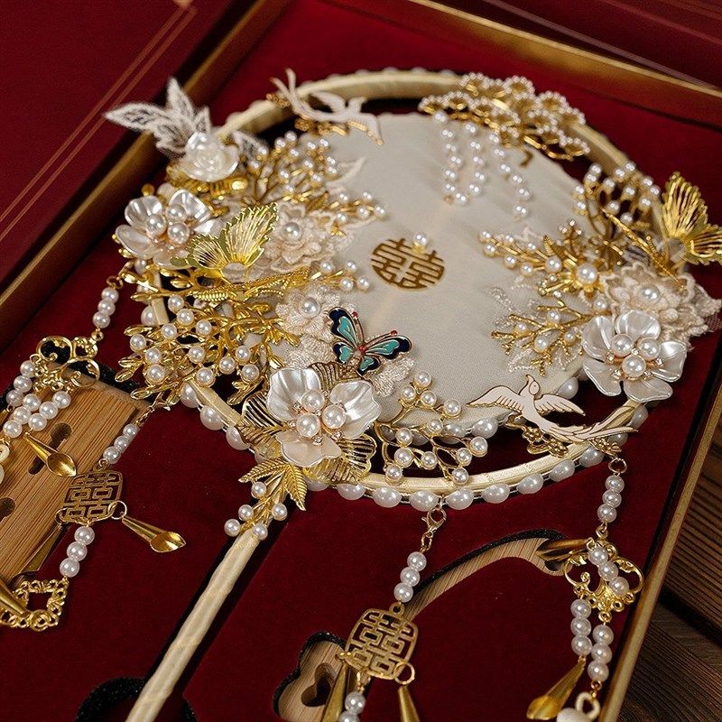 新娘团扇手工diy材料r包喜扇重工结婚扇子新款高级婚礼秀禾服婚扇,家居饰品,工艺扇/团扇/喜扇/折扇,淘宝优惠券,粉丝福利购,淘宝优惠卷