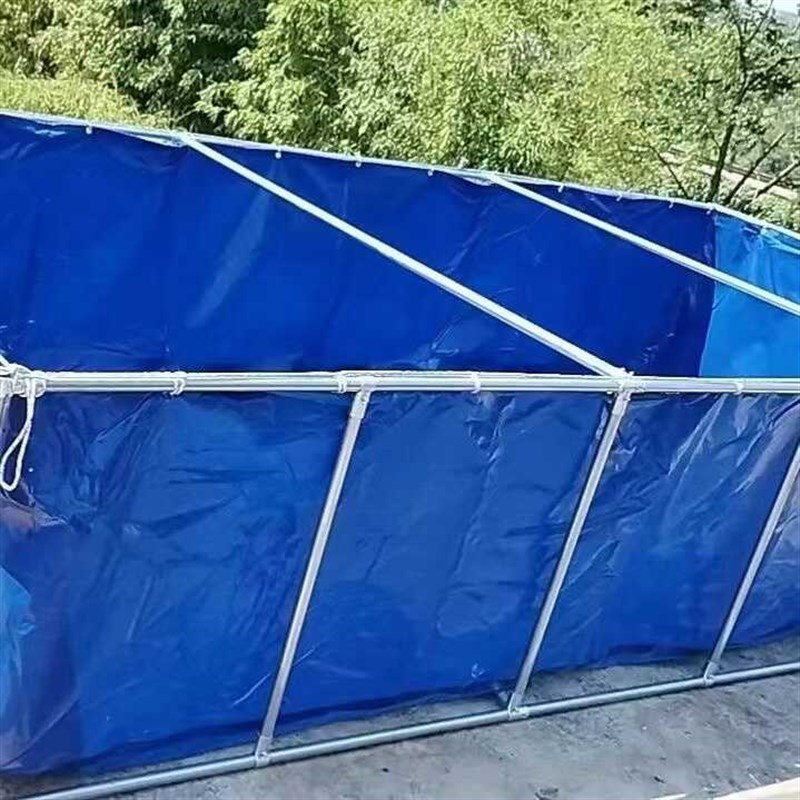 帆布鱼池带支架养殖水池游u泳池防水布加厚刀刮布鱼池养鱼水箱蓄